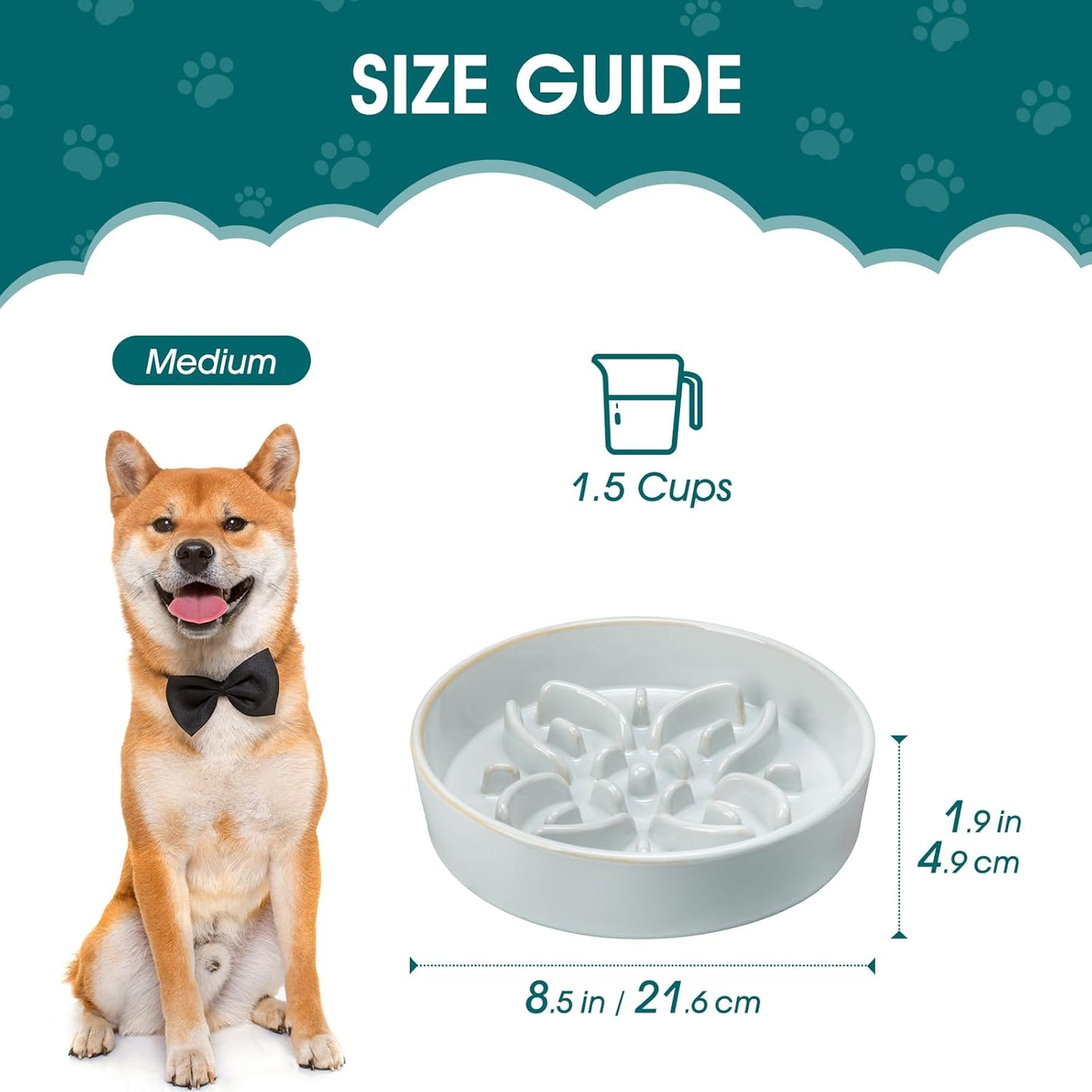 vancasso Ceramic Slow Feeder Dog Bowls, Puzzle Dog Food Bowls with Floral Maze, Anti -Slip Pet Food Dish for Small Breed, 0.6 Cups, Pink