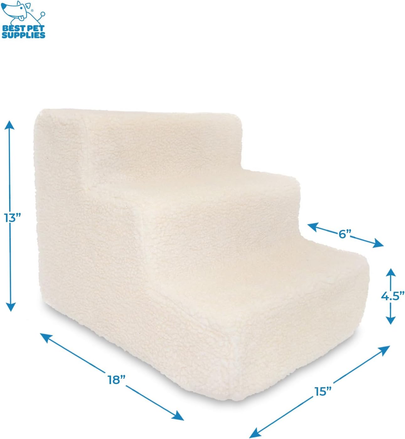 Best Pet Supplies Dog Stairs & Steps - Foam Steps for Small Dogs & Cats, Non-Slip Indoor Balanced Pet Step Support, Dog Ramp, No Assembly, Pale Teal, 3-Step (13.5-inch Height)
