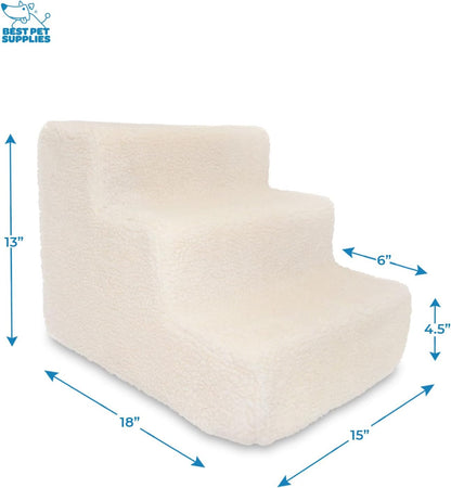 Best Pet Supplies Dog Stairs & Steps - Foam Steps for Small Dogs & Cats, Non-Slip Indoor Balanced Pet Step Support, Dog Ramp, No Assembly, Pale Teal, 3-Step (13.5-inch Height)