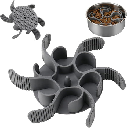 Anipaw Dog Slow Feeder Bowls Silicone Spiral Pet Food Feeder Insert to Slow Down Eating for Large Medium Small Breed Dogs Perfect with Stainless Steel Glass Ceramic Pet Bowls (Grey)