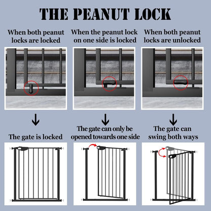 DEARBB Triple Lock Baby Gate for Stairs Doorways and House 31" to 86" Extra Wide Pressure Mounted Easy Walk Through Auto Close Safety Pet Gate White 49.21-67.32"