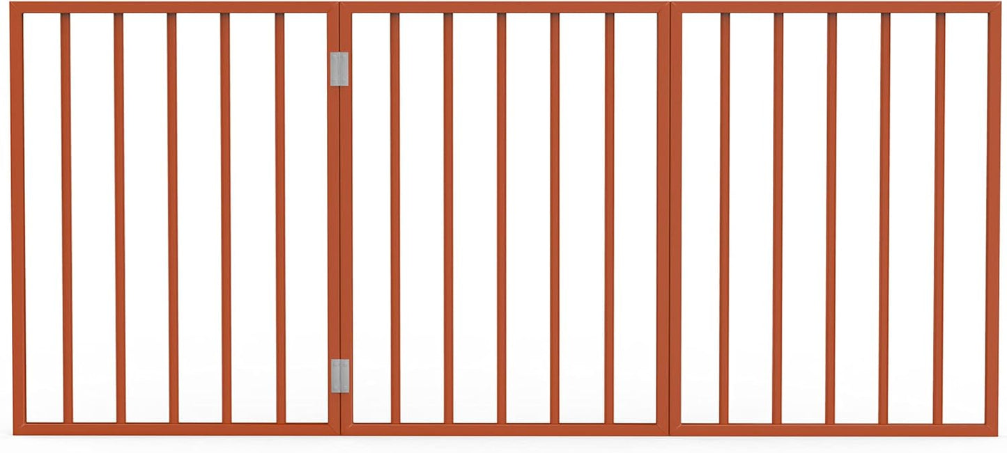 PETMAKER Pet Gate – Dog Gate for Doorways, Stairs or House – Freestanding, Folding, Accordion Style, Wooden Indoor Dog Fence (24-Inch, Mahogany)