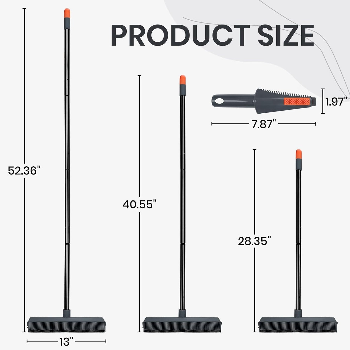 MAVRIZ Pet Hair Removal Broom on Carpet, Rubber Broom for Hardwood Floor - Fur Remover Broom with Squeegee
