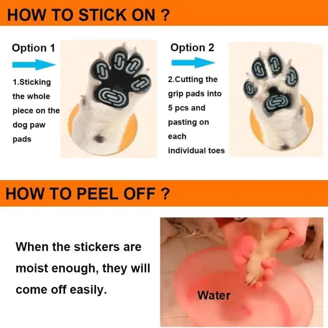 24pcs Paw Pads for Dogs Traction – Self Adhesive Paw Grips for Senior Dogs, Anti-Slip Disposable Paw Protector Pads for Hardwood Floors, Comfortable & Secure Fit (Black, XL)