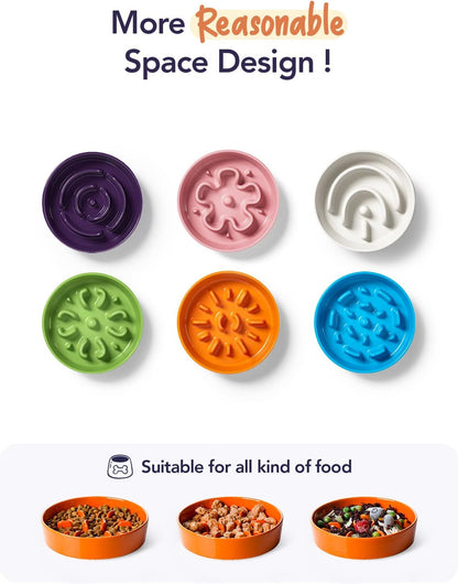 LE TAUCI Dog Bowls Slow Feeder Ceramic, 1.5 Cup Slow Feeding Bowl for Small and Medium Breed, Puzzle Dog Food Bowl for Fast Eater, Maze Purple