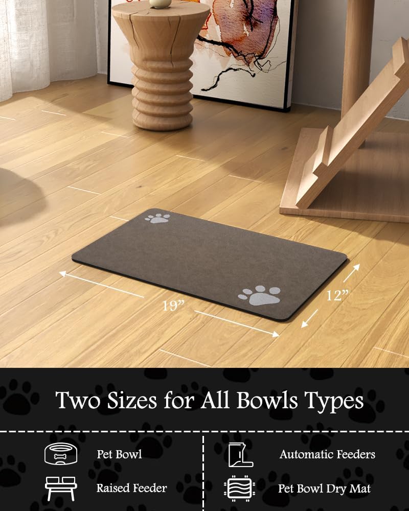 PADOOR Pet Feeding Mat-Absorbent Dog Mat for Food and Water Bowl-No Stains Easy Clean Dog Food Mat-Quick Dry Water Dispenser-Puppy Supplies Accessories