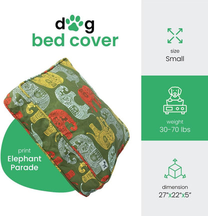 Molly Mutt Medium to Large Dog Bed Cover- Forever Young Print - Measures 27”X36”X5’’ - 100% Cotton - Durable - Breathable - Sustainable - Machine Washable Dog Bed Cover (Dd82b)