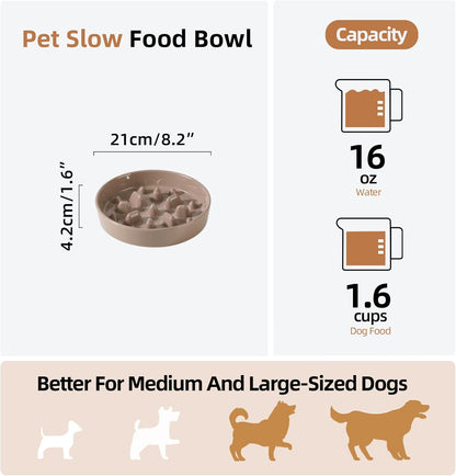 Havniva Ceramic Slow Feeder Dog Bowls, 1.6 Cups Dog Bowl Slow Feeding for Medium Breed, 8.2inch Puzzle Dog Food Bowl Slow Feeder Non-Slip Anti-Gulping and Anti-Choking Reduces Bloating