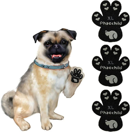 Dog Paw Pads Anti-Slip Grips,Dog Paw Protectors for Senior Dogs on Hot Pavement,Provides Traction to Keep Them from Slipping on Smooth Floors 12 sets-48 Pads Black XXL