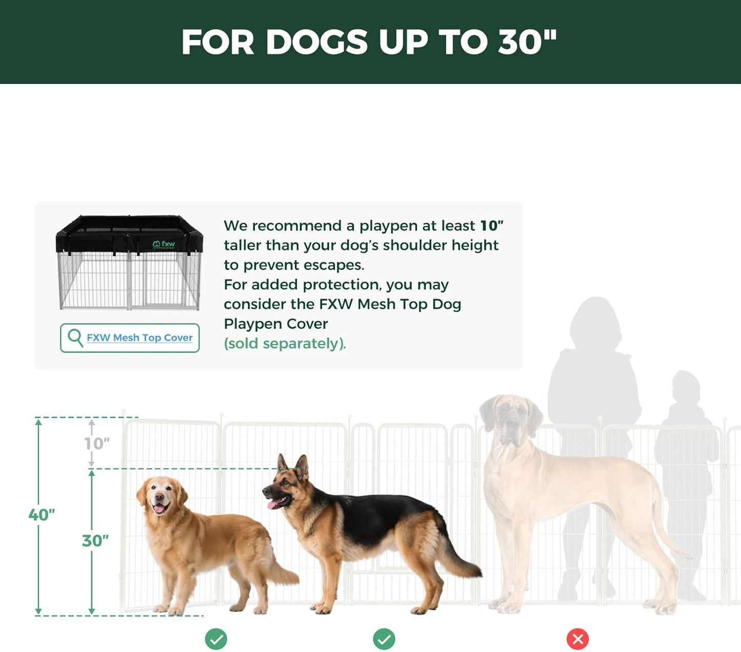 FXW Rollick Unleashed Dog Playpen for Indoor, Yard, RV Camping, 24 inch 8 Panels for Small and Puppy Dogs, Black│Patented