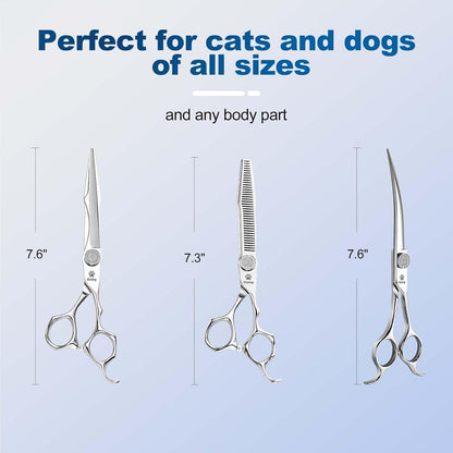 GLADOG Professional 5 in 1 Dog Grooming Scissors Set with Safety Round Tips, Sharp and Heavy-duty Pet Grooming Shears for Cats
