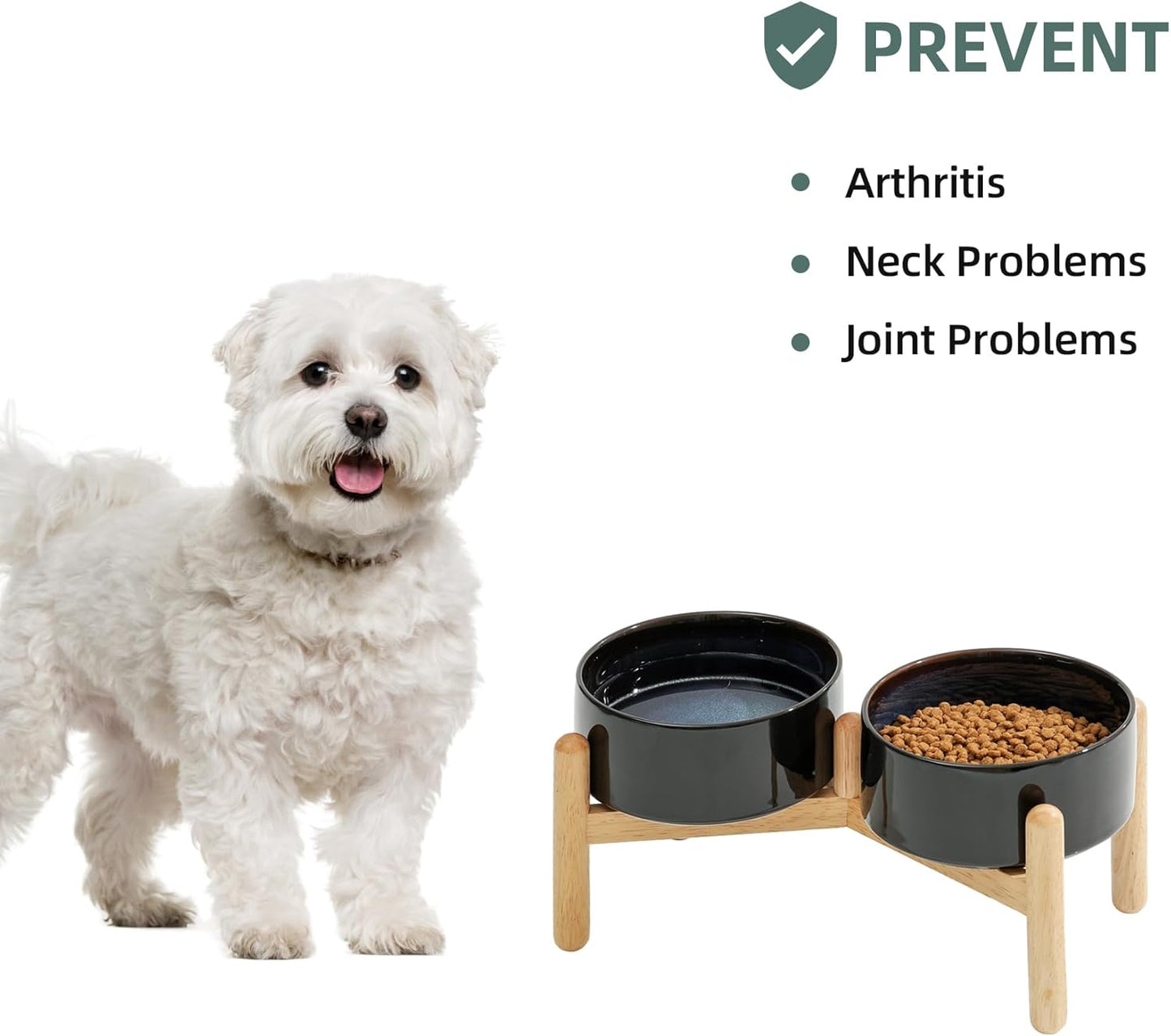 Havniva 8.3inch Ceramic Raised Dog Bowl with Stand, Elevated Dog Bowls for Large Breed Dog Food and Water Bowl Non-Slip Dog Dish Large Capacity Feeding Pet Water Bowl