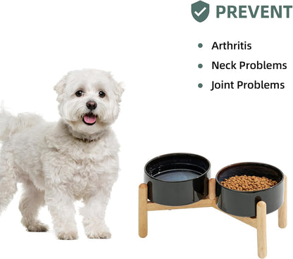 Havniva 8.3inch Ceramic Raised Dog Bowl with Stand, Elevated Dog Bowls for Large Breed Dog Food and Water Bowl Non-Slip Dog Dish Large Capacity Feeding Pet Water Bowl