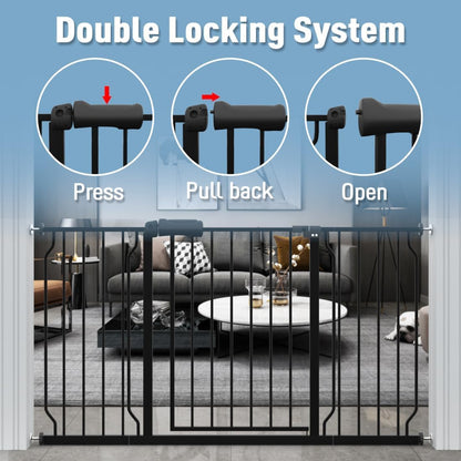 ALLAIBB Extra Wide Pressure Mount Baby Gate Auto Close Metal Child Dog Pet Safety Gates with Walk Through for Stairs,Doorways,Kitchen and Living Room (62.02-66.93"/158-170cm)