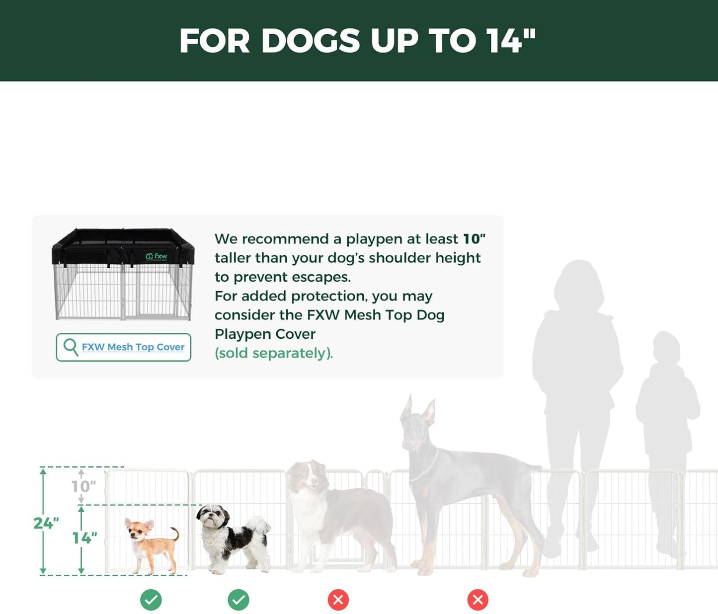 FXW Homeplus Unleashed Indoor Dog Playpen - Stress-Free and Safe Play, Heavy Duty 24 Inch 6 Panels Dog Pen for Puppy and Small Dogs, Black│Patented