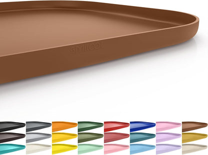 Small Silicone Pet Food Mat with Raised Edge for Food and Water Bowl, Square Dog Feeding Mats, Cat Food Trays for Floor Waterproof, Rubber Tray for Dogs and Cats, 12 x 12 x 0.7 Light Olive Green