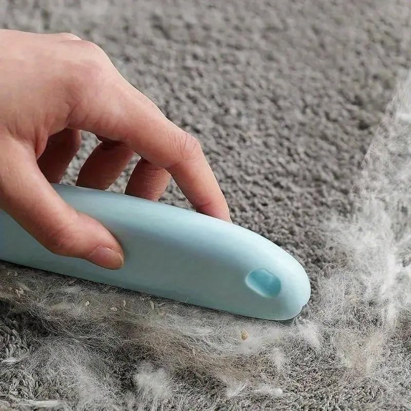 Pet Hair Removal Brush Gentle Rubber Bristles Ergonomic Plastic Handle for Cats and Dogs Cleans Sofa Bed Car Clothing, Dark Blue
