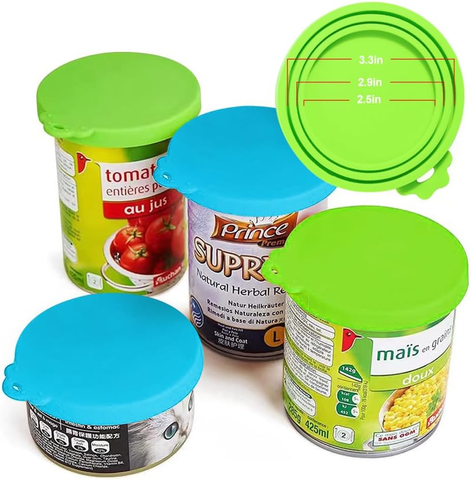 ZukoCert 2-Pack Cat Dog Food Can Lids, Pet Food Can Lids Fit Three Different Size Standards, With Two Spoons, Fits Most Cat And Dog Cans
