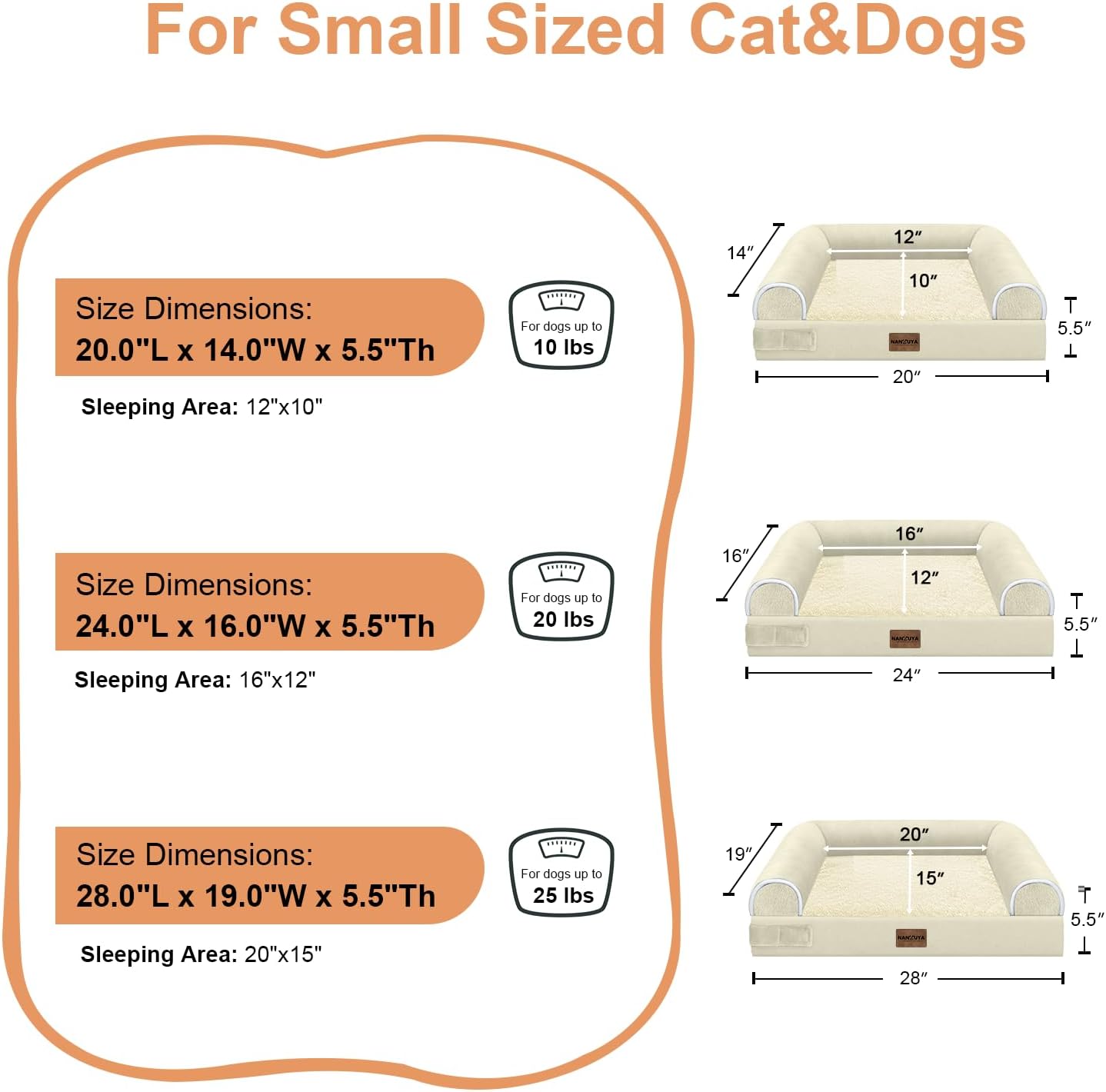 Large Dog Bed Orthopedic Washable: Beds Bolster XL Bed Large Big Dogs Memory Foam Couch Sofa Waterproof with Removable Cover
