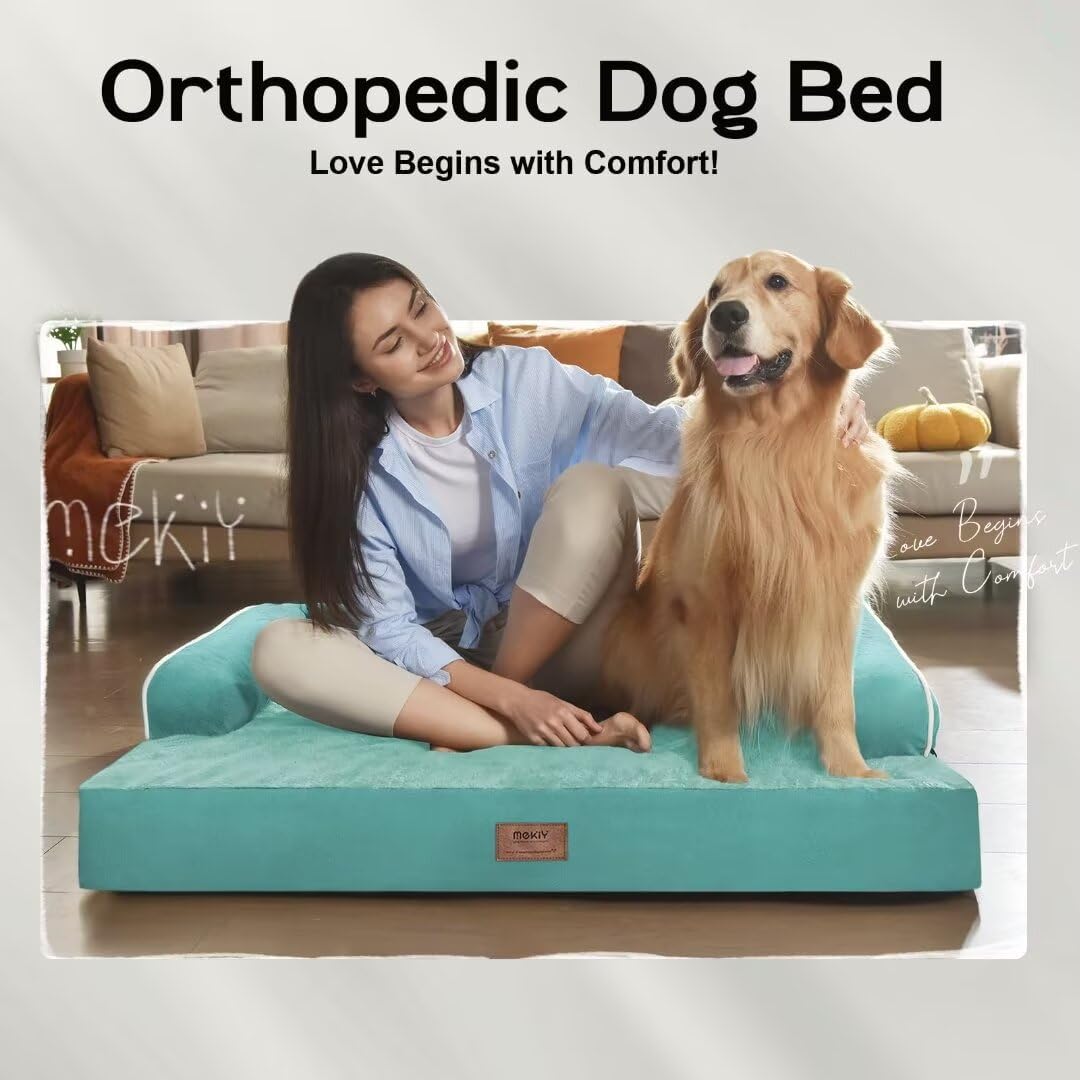 Large Dog Bed Orthopedic Washable - Beds Bolster - Medium XL XLarge Big Dogs - Memory Foam Couch Sofa - Waterproof with Removable Cover