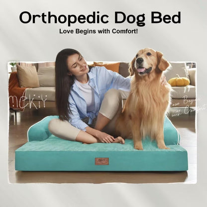 Large Dog Bed Orthopedic Washable - Beds Bolster - Medium XL XLarge Big Dogs - Memory Foam Couch Sofa - Waterproof with Removable Cover