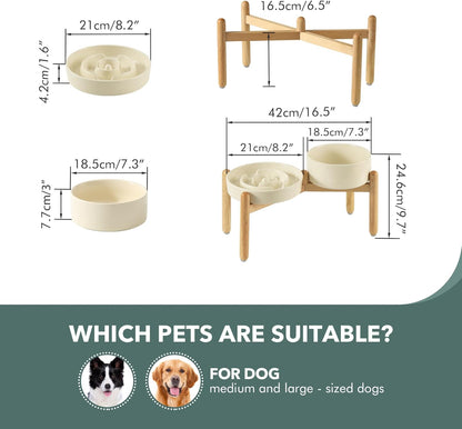 Havniva Ceramic Slow Feeder Dog Bowls, 1.6 Cups Dog Bowl Slow Feeding for Medium Breed, 8.2inch Puzzle Dog Food Bowl Slow Feeder Non-Slip Anti-Gulping and Anti-Choking Reduces Bloating