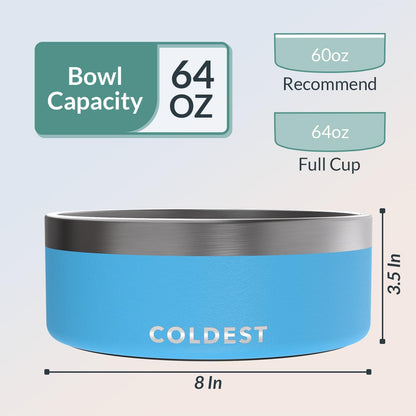 Coldest Dog Bowl - Anti Rust Metal, Non Slip, 3 Layers Insulated Stainless Steel Dog Bowls - Spill Proof & Heavy Duty - Water Bowl for Dogs, Cats & Pets, Dish Washer Safe (21 oz, Stealth Black)