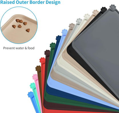 AUDWUD Silicone Waterproof Pet Feeding Mats,Anti Slip Bowl Pad,Dog Mat for Food and Water