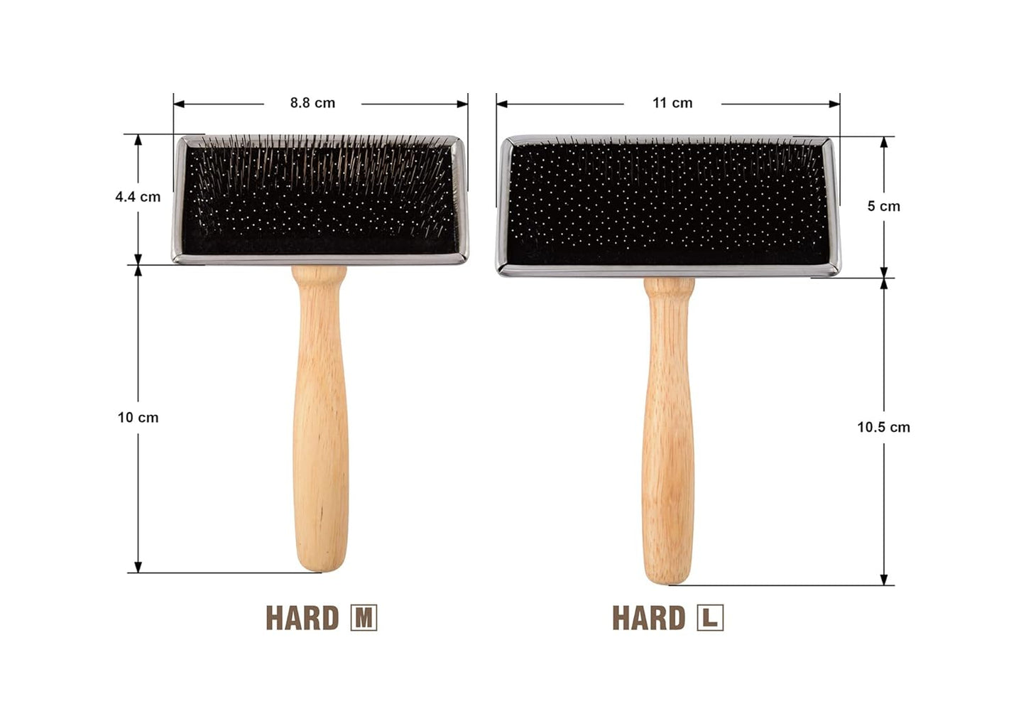 Furzone Wooden Slicker Brush - Stainless Steel Hard Pins for Dogs (Size M)