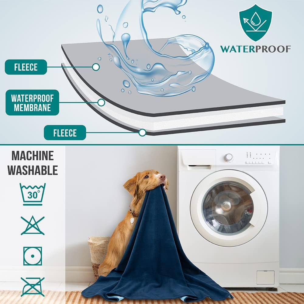 PetAmi Waterproof Dog Blanket for Medium Large Pets Dogs Cats, Pet Couch Cover Protector for Furniture, Reversible Washable Soft Fleece Cat Blanket for Bed Couch Sofa, 40x60 (Taupe/Beige)