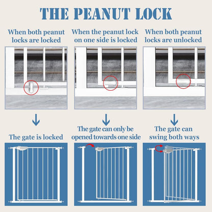 DEARBB Triple Lock Baby Gate for Stairs Doorways and House 31" to 86" Extra Wide Pressure Mounted Easy Walk Through Auto Close Safety Pet Gate White 49.21-67.32"
