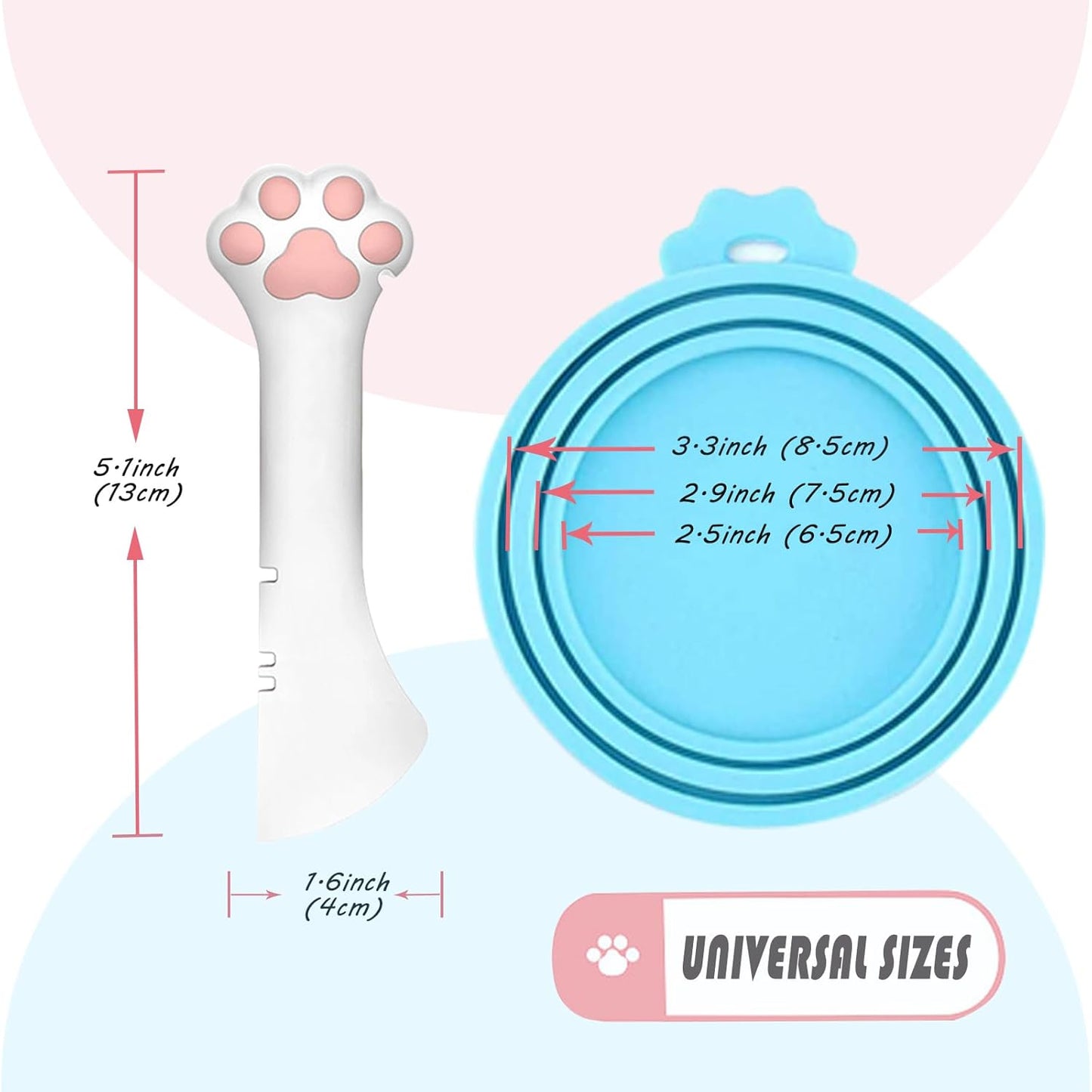 Pet Can Opener & 3 Pcs Cat Food Can Lids | Universal BPA Free Silicone Covers & Multi-Function Wet Food Spoon for Cat and Dog Food(Dark Blue)