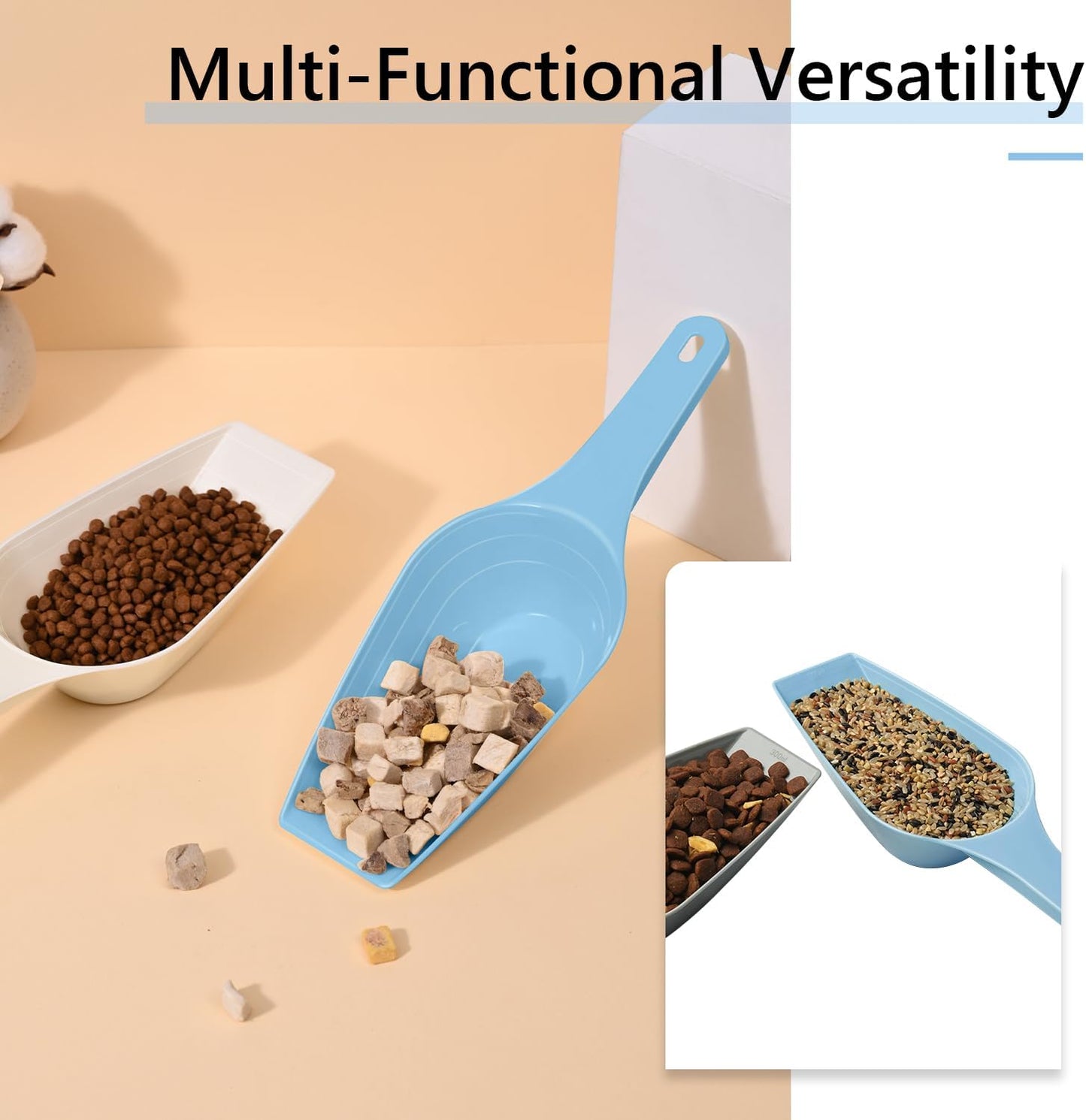 Food Scoop, Cup Capacity Dog Food Scooper With Measuring Lines For Dog, Puppy and Cat Coffee Bean Scoop, Flour Scoop 2 Pack (Grey)