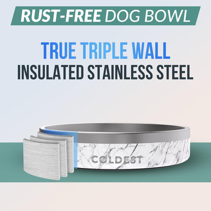 Coldest Dog Bowl - Anti Rust Metal, Non Slip, 3 Layers Insulated Stainless Steel Dog Bowls - Spill Proof & Heavy Duty - Water Bowl for Dogs, Cats & Pets, Dish Washer Safe (21 oz, Stealth Black)
