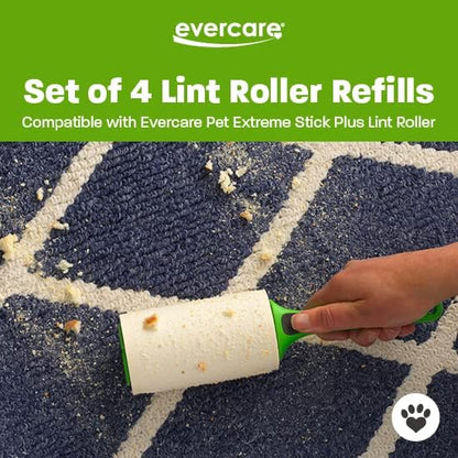 Evercare Pet Lint Roller Refill, Manual Operation, 60 Sheets per Roll, 6 Count Refill Pack for Pet Hair Removal, Green