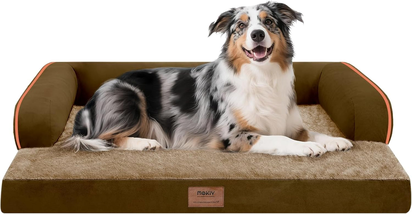 Large Dog Bed Orthopedic Washable - Beds Bolster - Medium XL XLarge Big Dogs - Memory Foam Couch Sofa - Waterproof with Removable Cover