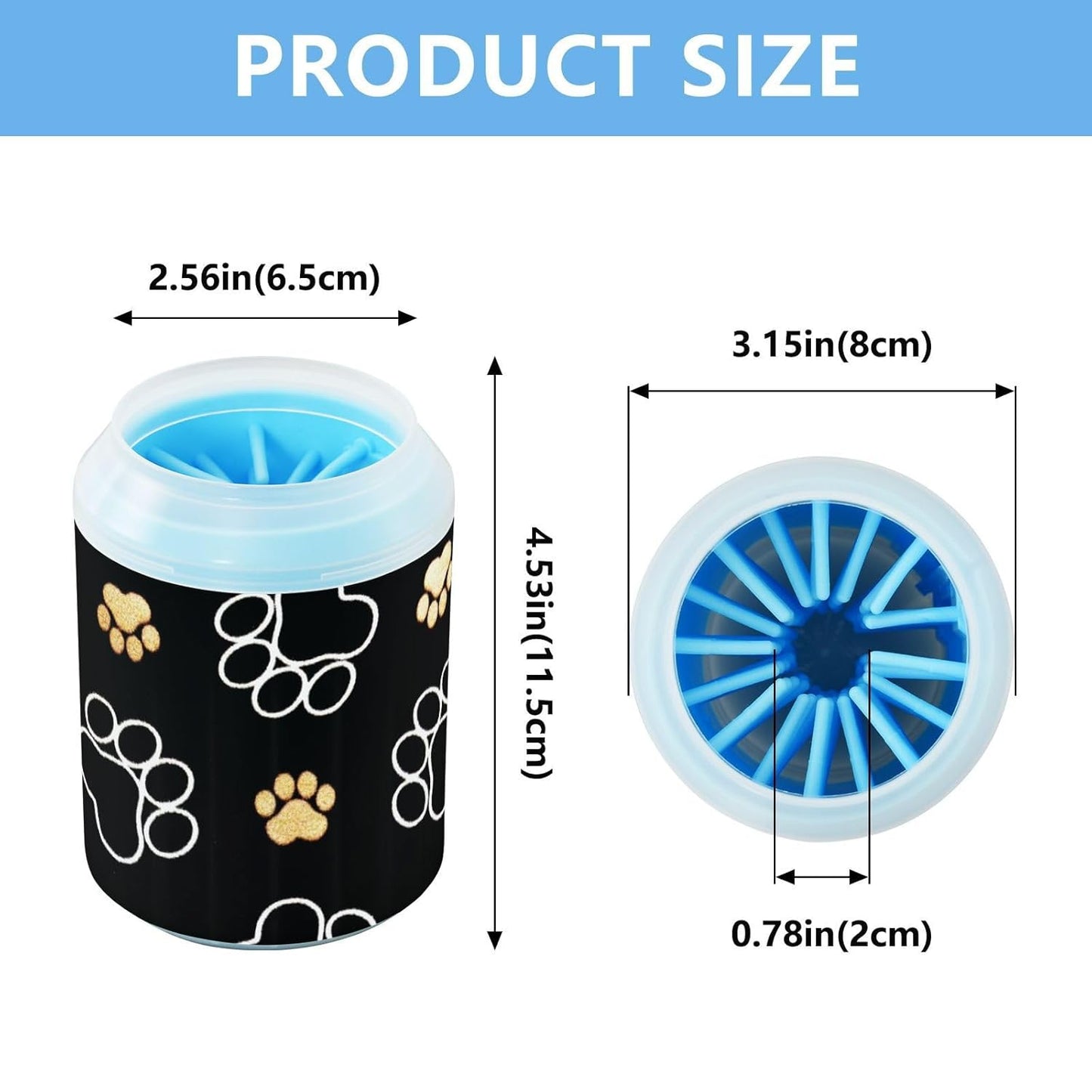 Dog Paw Cleaner Cups for Dogs Pet Foot Washer Paw Scrubber for Medium Small Dogs Cats Cleaning Cup Cute Yellow Fiesta Guitars Cacti and Ethnic Birds