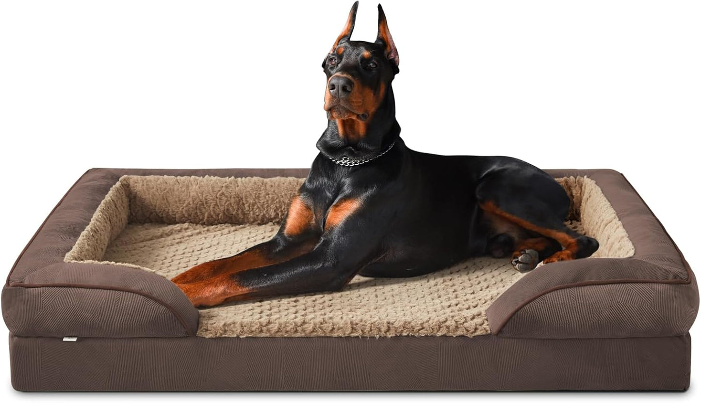INVENHO Orthopedic Dog Beds Large Sized, XL Washable Dog Sofa with Egg-Crate Foam, Waterproof Lining and Non-Skid Bottom