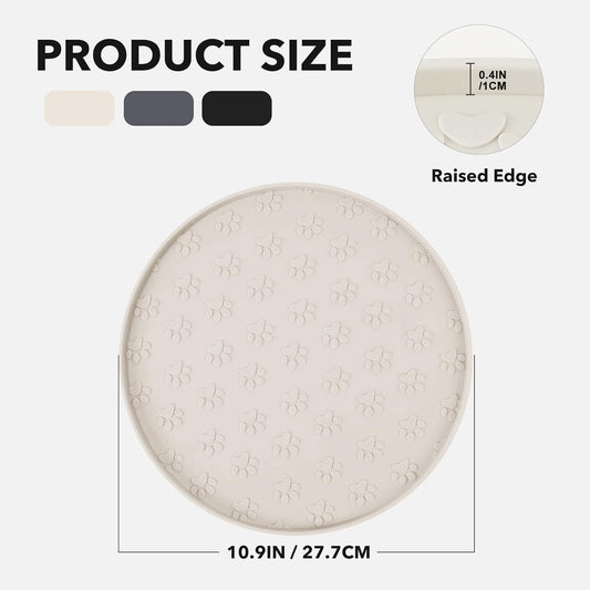 Pet Feeding Mat, Waterproof, Raised Edges to Prevent Spills, Easy Clean in Dishwasher, Dogs and Cats Placemat Tray to Stop Food and Water Bowl Messes on Floor(1Pack Beige)