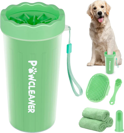 Professional 7 in 1 Dog Paw Cleaner for Dogs & Cats - Includes 1 Portable Paw Washer, 1 Bath Brush, 2 Dog Toothbrushes and 3 Absorbent Towels Note: Fits Paws up to 2 Inches Wide (Small, Blue)
