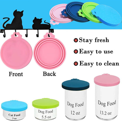 Food Can Lids, 4 Pcs Silicone Pet Food Can Covers for Dog & Cat Food, One Tin Cap Fit Most Standard Size Dog Cat Food Canned（Multicolor）…