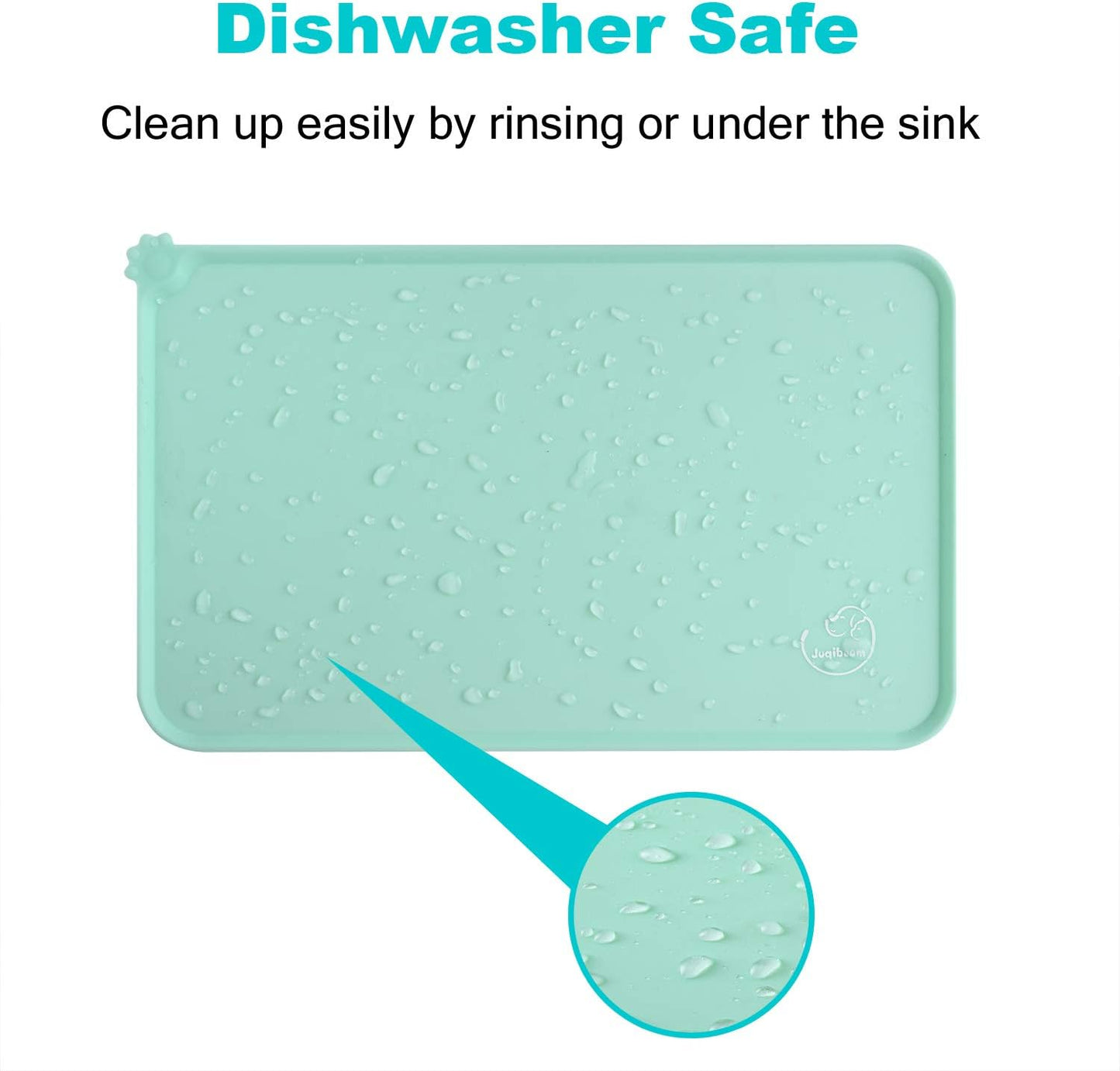 Silicone Waterproof Dog Cat Pet Feeding Mats, Non Slip, Easy Clean Pet Dog Cat Bowl Mats Placemat (18.5" x 11.5") Green