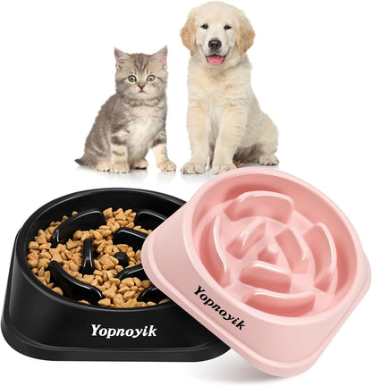2 Pack Slow Feeder Dog Bowls for Healthy Eating, Non-Slip and Anti-Choking Design, Reduces Bloating & Overeating for Medium Dogs and Cats, Easy to Clean