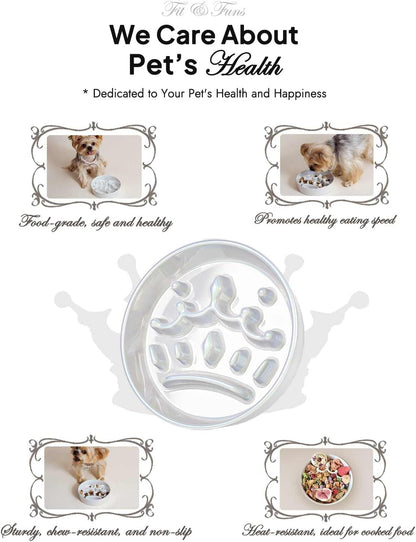 LE TAUCI Dog Bowls Slow Feeder Ceramic, 1.5 Cup Slow Feeding Bowl for Small and Medium Breed, Puzzle Dog Food Bowl for Fast Eater, Maze Purple