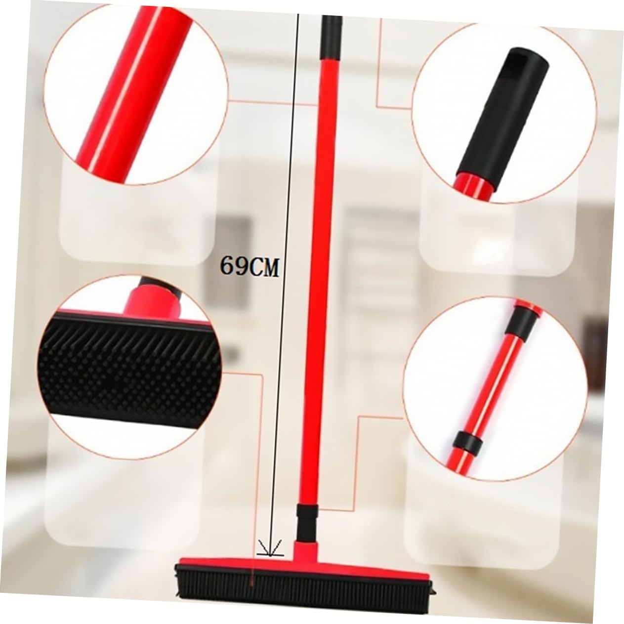 Ipetboom Sweeper for Pet Hair Dog Hair Cleaning Broom Window Scraper Long Handle Mop Cleaning Broom Pet Remover