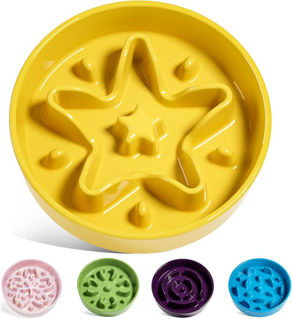 LE TAUCI Dog Bowls Slow Feeder Ceramic, 1.5 Cup Slow Feeding Bowl for Small and Medium Breed, Puzzle Dog Food Bowl for Fast Eater, Maze Purple