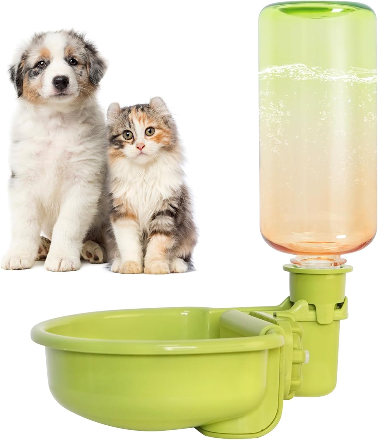 VANNON 16oz Pet Water Bottle, Gravity Dog Water Bowl Dispenser for Cage, Anti-Overflow Water Dispenser for Small Dogs, Cats, Rabbits and Other Small Animals, BPA Free, Grey