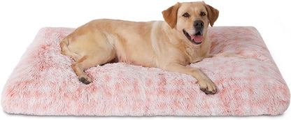 Bedfolks Waterproof Dog Crate Bed, Plush With Removable Washable Cover, Faux Fur Crate Pad for Medium Dogs, Fluffy Kennel 29"x21", Dark Grey