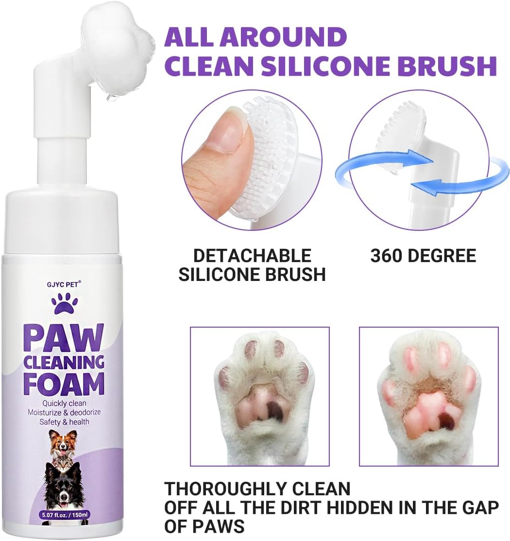 Magic Brush Paw Cleaner for Dogs & Cats, No-Rinse Foaming Pet Foot Washer with Built-in Scrubber Brush for Dirty, Muddy Paws – Suitable for Small, Medium & Large Dogs, Puppies, Kittens (5 fl oz)
