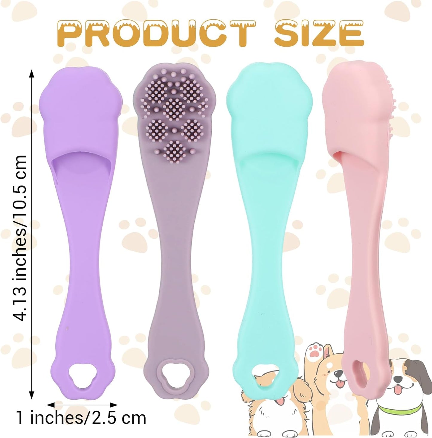 4 Pack Dog Finger Toothbrush Small Breed, Silicone Dog and Cat Finger Toothbrush Kit Food Grade, Easily Clean Teeth Dirt